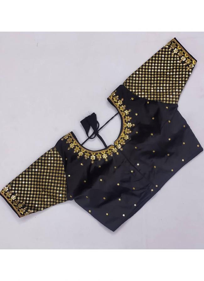 Malai Black Wedding Wear Embroidery Work Blouse